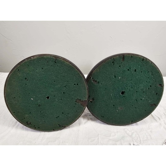 Antique 1900's Dark Wood Candlestick Holders Pair Ornate Brass Top Elegant - Picture 9 of 9